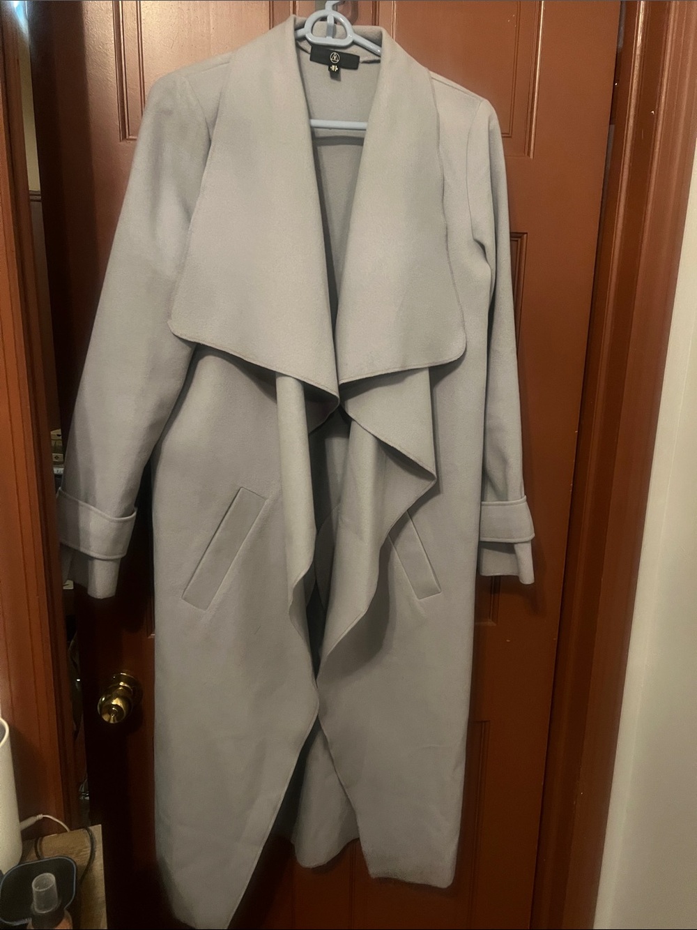 Missguided Light Gray Draped Waterfall Trench Coat